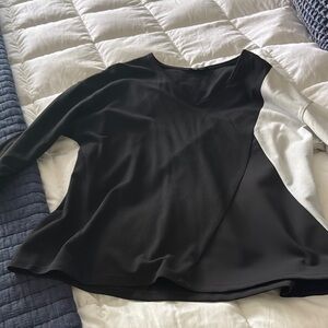 Lafayette 148 New York Black Asymmetrical Blouse